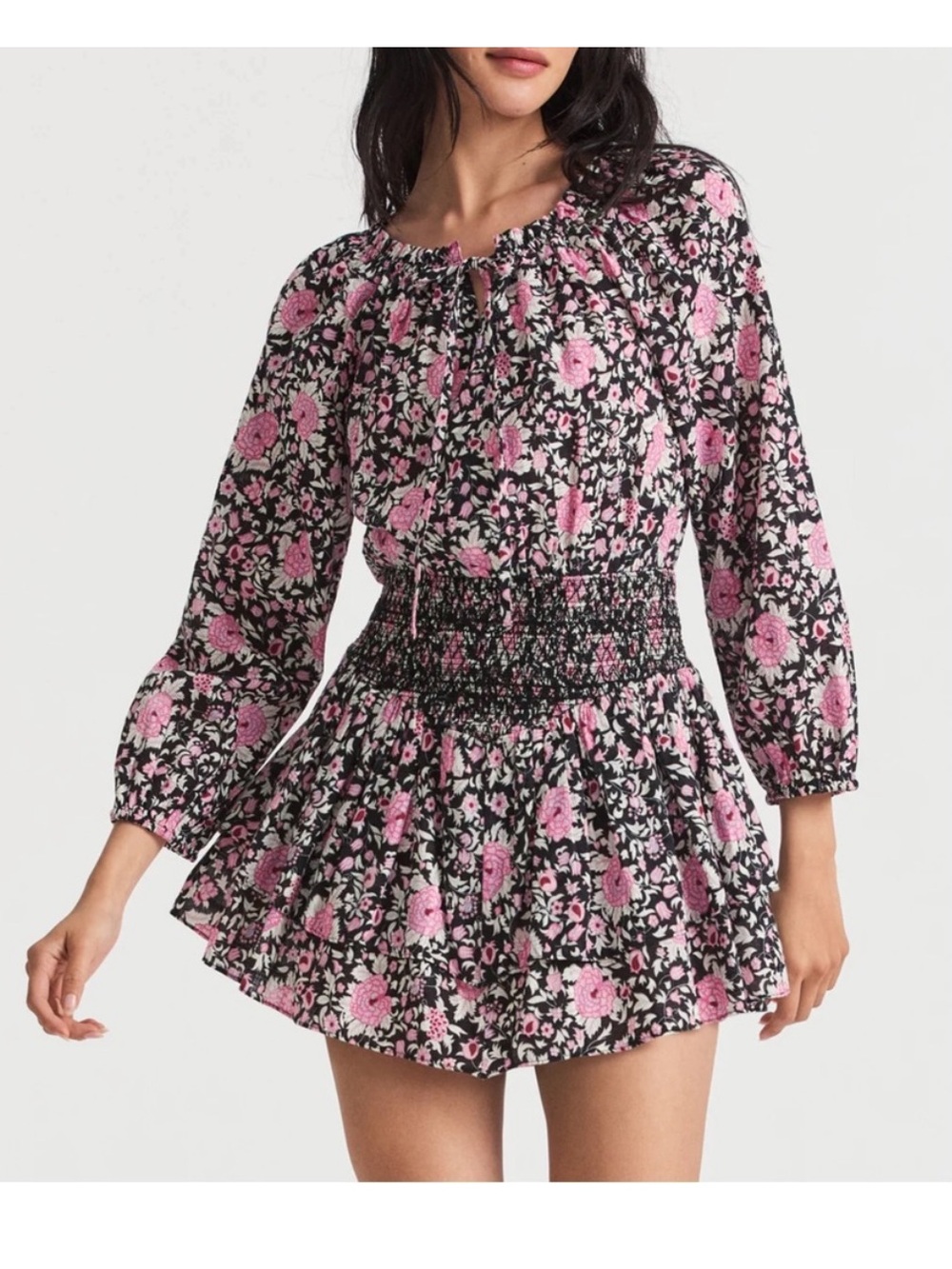 NWT loveshackfancy Netra Mini Dress, Raspberry Spice Latte XS/P